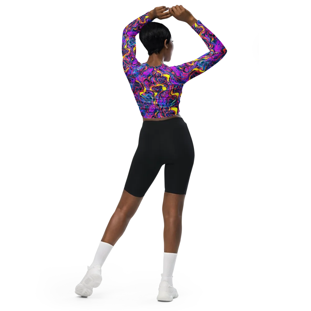 Magenta Maelstrom on Long Sleeve Crop Top — Back