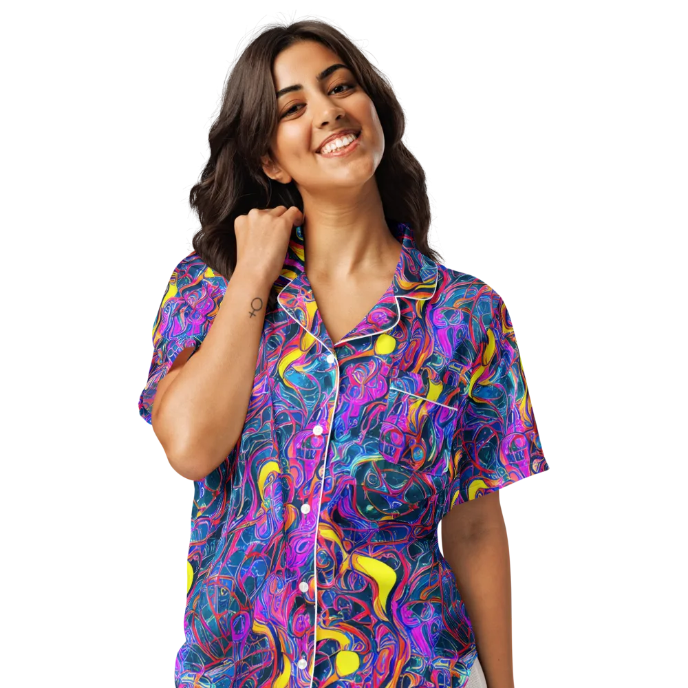Magenta Maelstrom on Women's Short Sleeve Pajama Top — Front