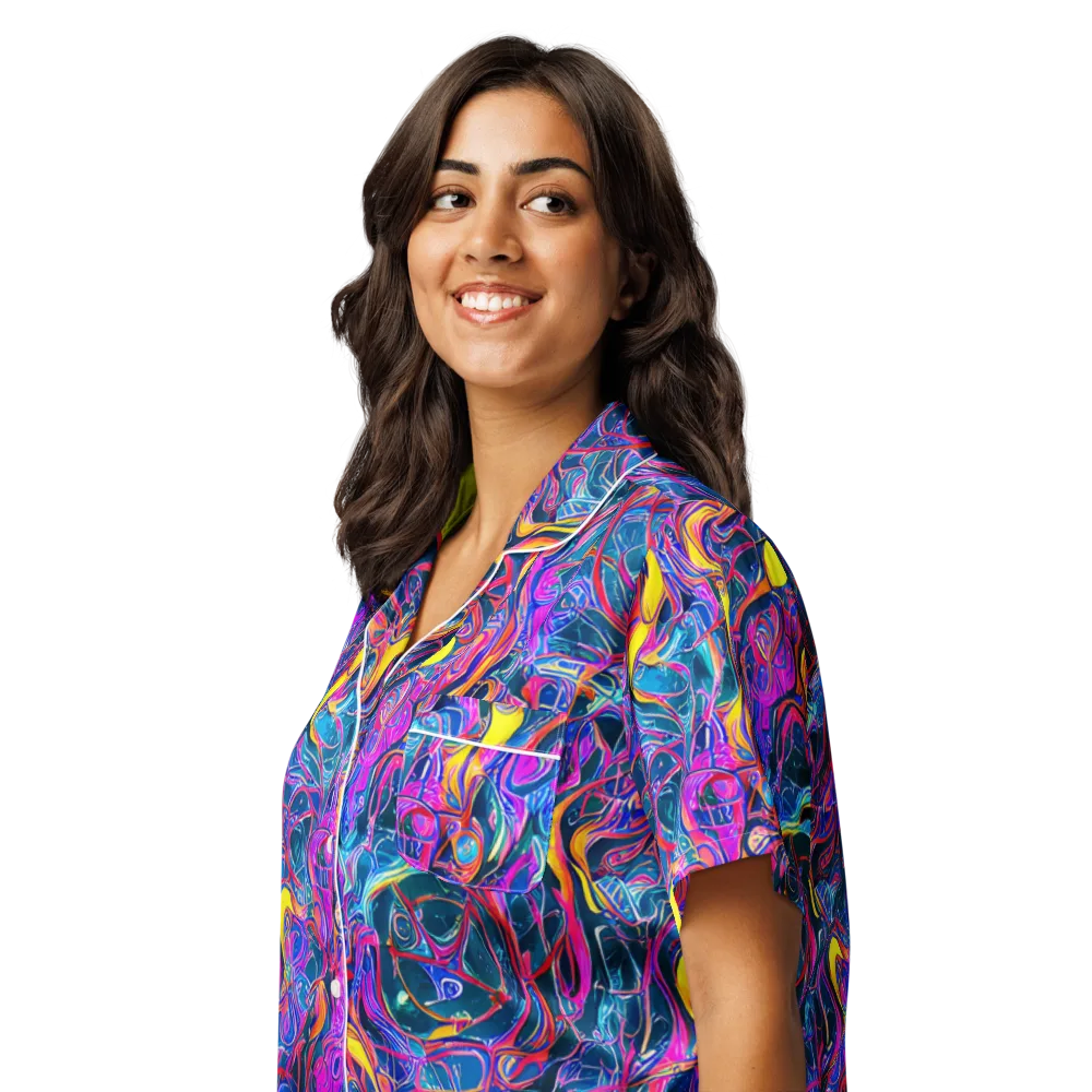 Magenta Maelstrom on Women's Short Sleeve Pajama Top — Left Front
