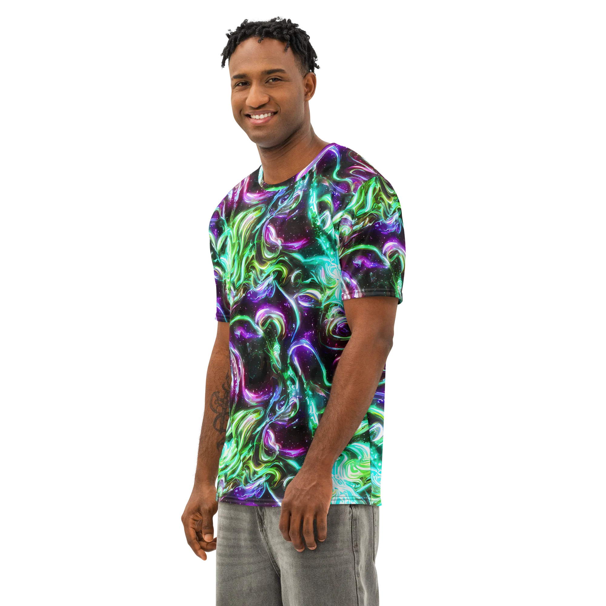 Stellar Serpent on Men's Cotton Crew Neck T-Shirt — Left Front