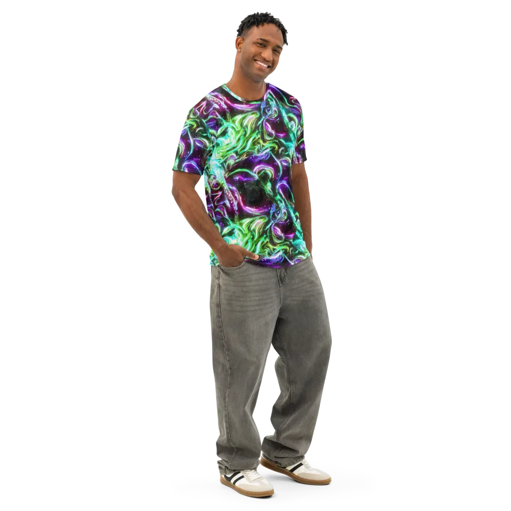 Stellar Serpent on Men's Cotton Crew Neck T-Shirt — Right Front