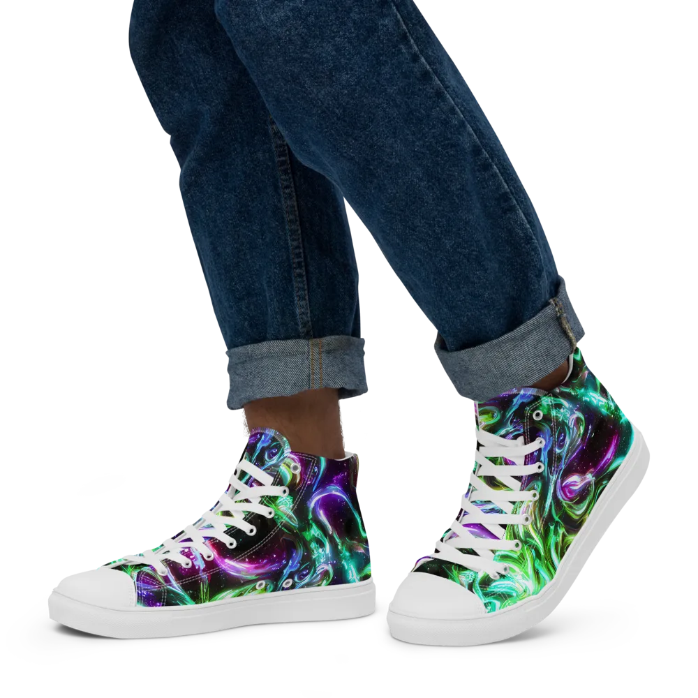 Stellar Serpent on Men's High Top Canvas Shoes — Left