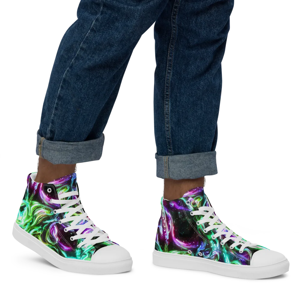 Stellar Serpent on Men's High Top Canvas Shoes — Right