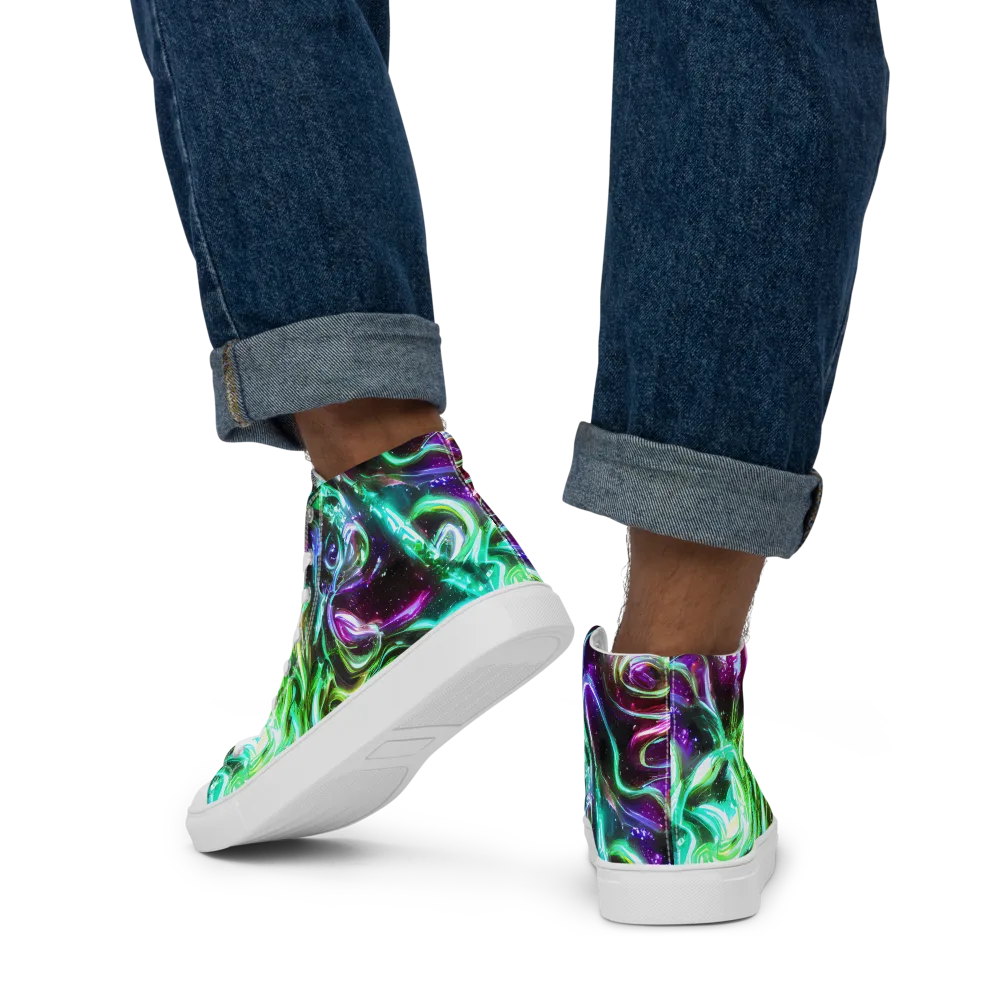 Stellar Serpent on Men's High Top Canvas Shoes — Back