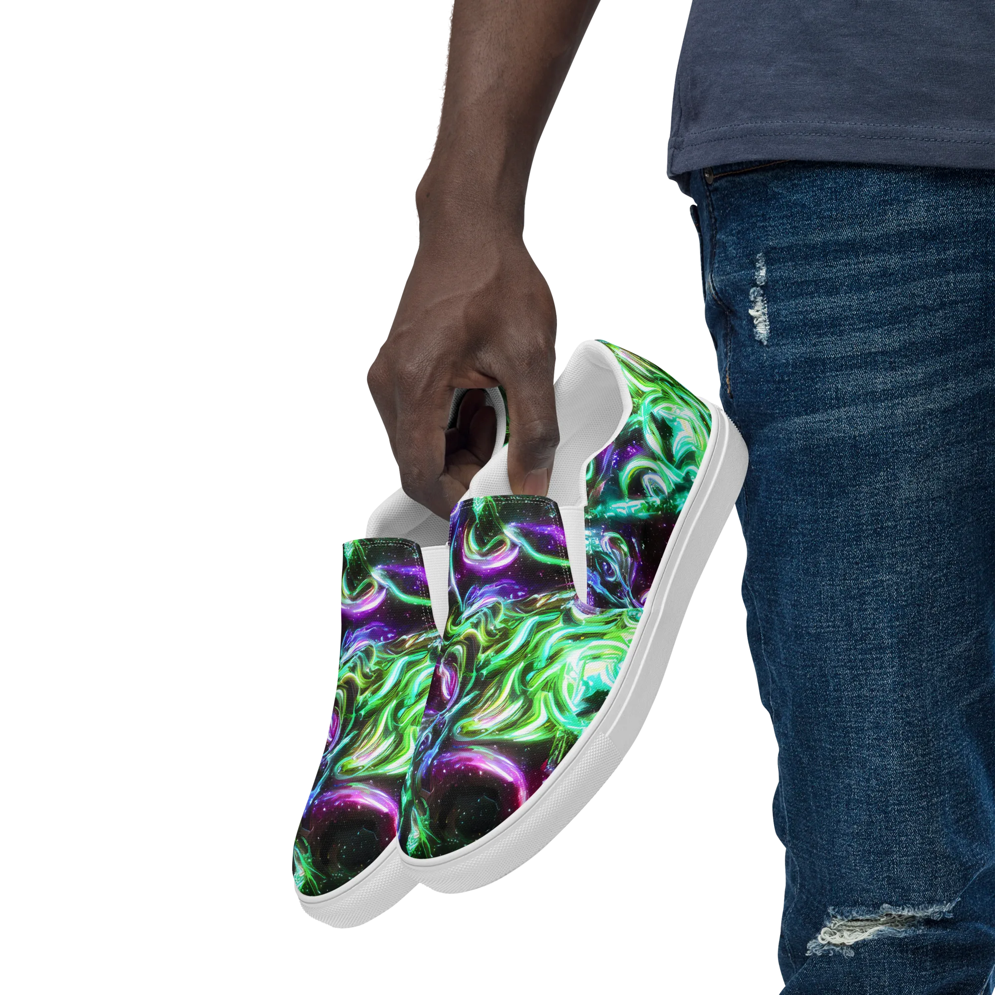 Stellar Serpent on Men's Slip-On Canvas Shoes — Left Front