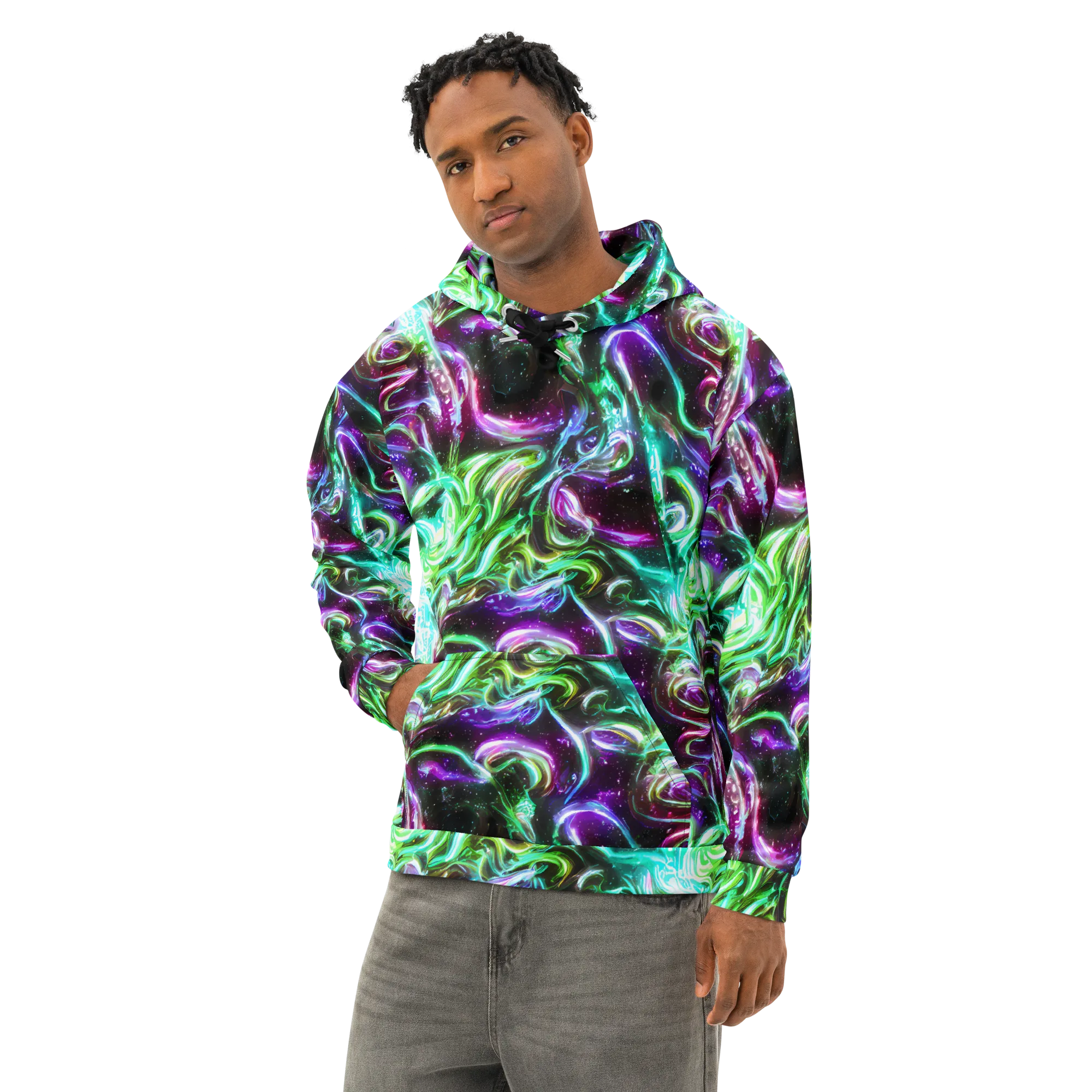 Stellar Serpent on Cotton Hoodie — Left Front