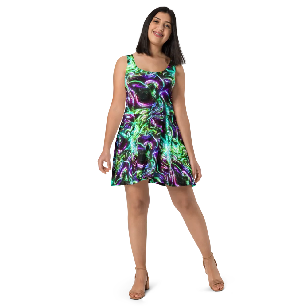 Stellar Serpent on Skater Dress — Front