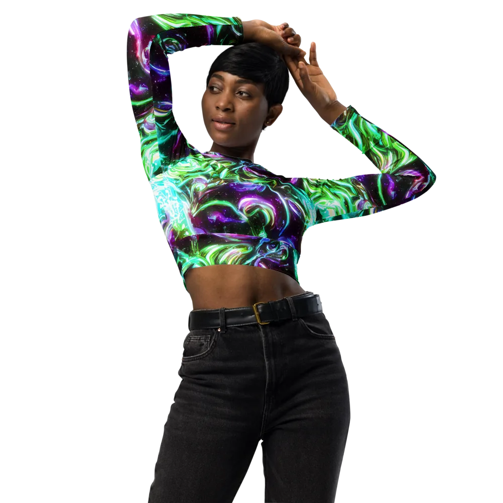 Stellar Serpent on Long Sleeve Crop Top — Front