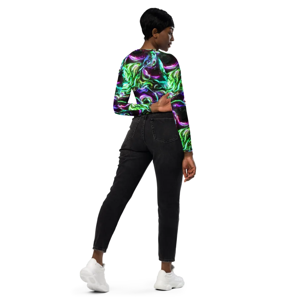 Stellar Serpent on Long Sleeve Crop Top — Right Back