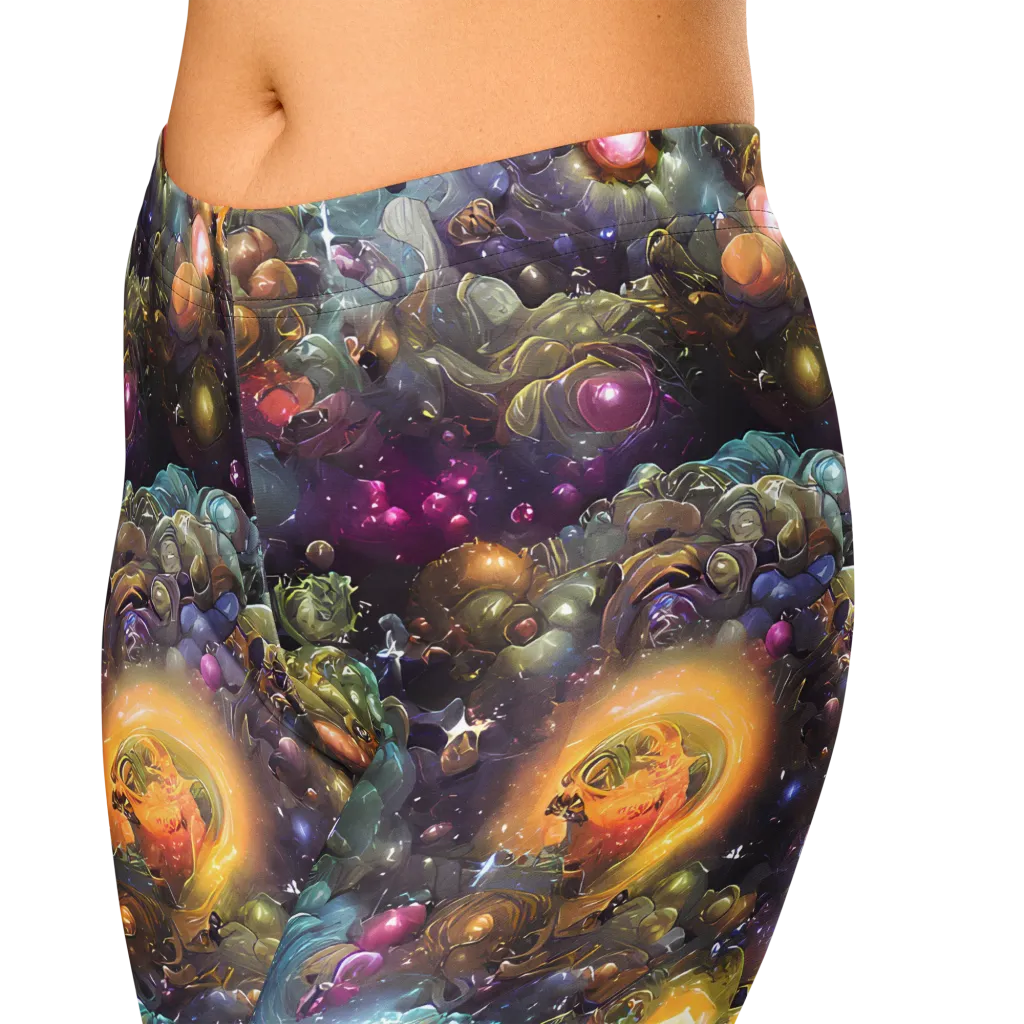 Cosmic Gem Garden on Capri Leggings — Zoomed-in