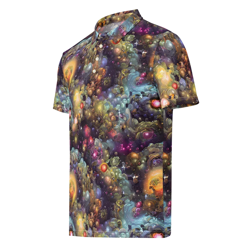 Cosmic Gem Garden on Men's Slim Fit Polo Shirt — Left Front