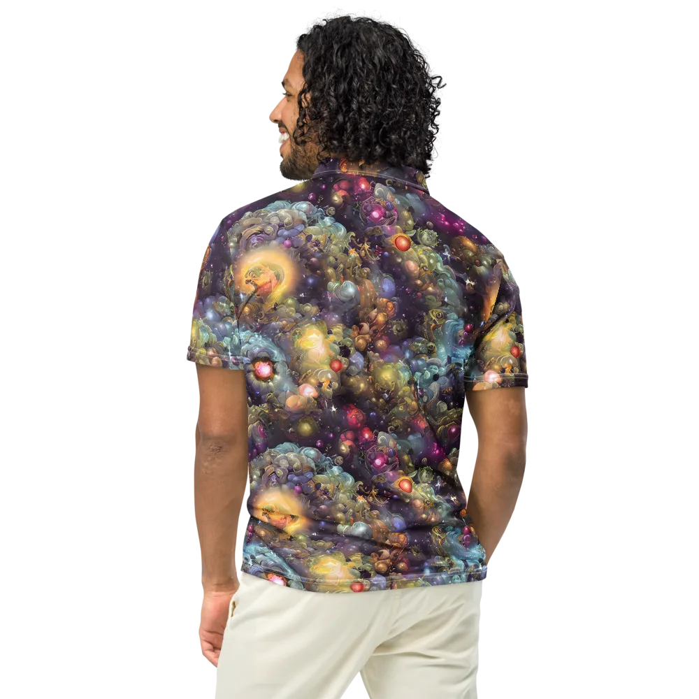 Cosmic Gem Garden on Men's Slim Fit Polo Shirt — Back