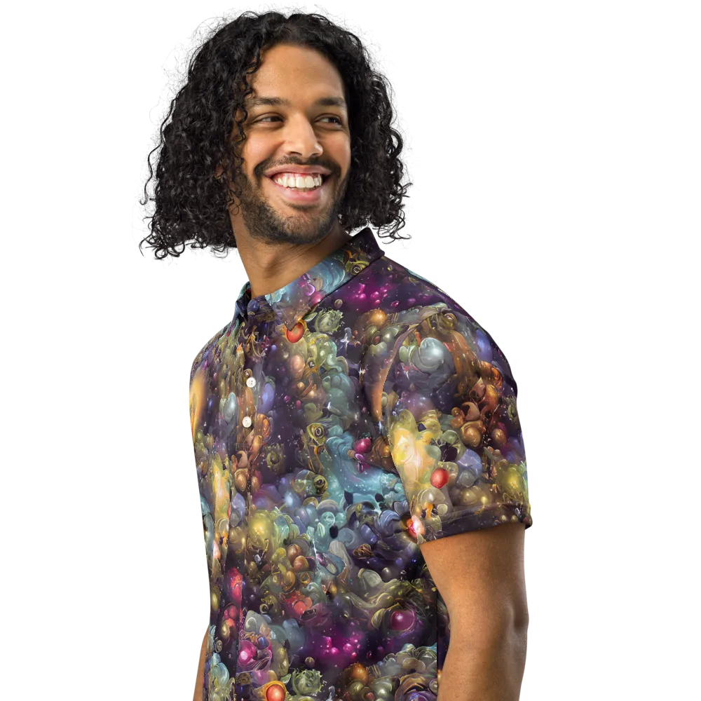 Cosmic Gem Garden on Men's Slim Fit Polo Shirt — Left Front