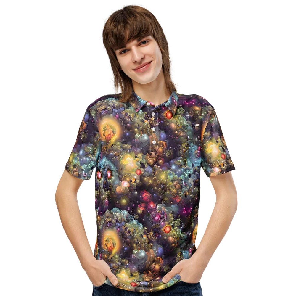 Cosmic Gem Garden on Men's Slim Fit Polo Shirt — Front