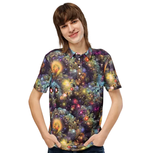 Cosmic Gem Garden on a Men's Slim Fit Polo Shirt