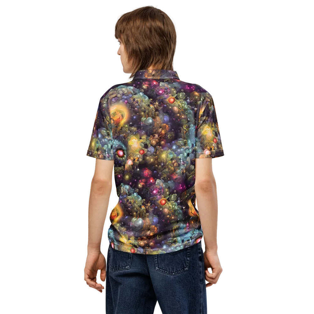 Cosmic Gem Garden on Men's Slim Fit Polo Shirt — Back