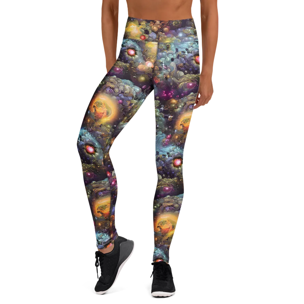Cosmic Gem Garden on Yoga Leggings — Front