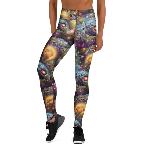 Cosmic Gem Garden on a Yoga Leggings