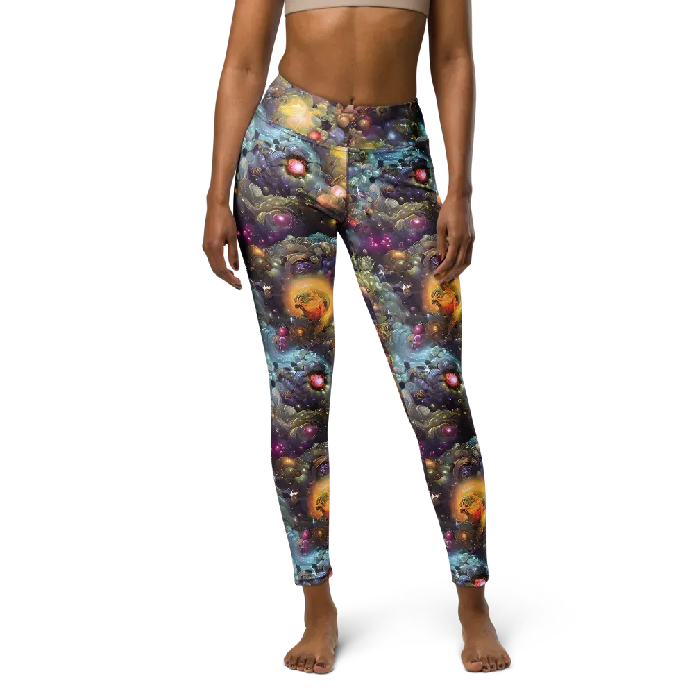 Cosmic Gem Garden on Yoga Leggings — Front