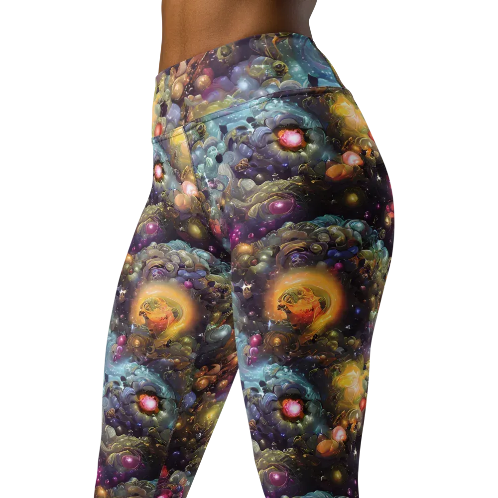 Cosmic Gem Garden on Yoga Leggings — Left Front