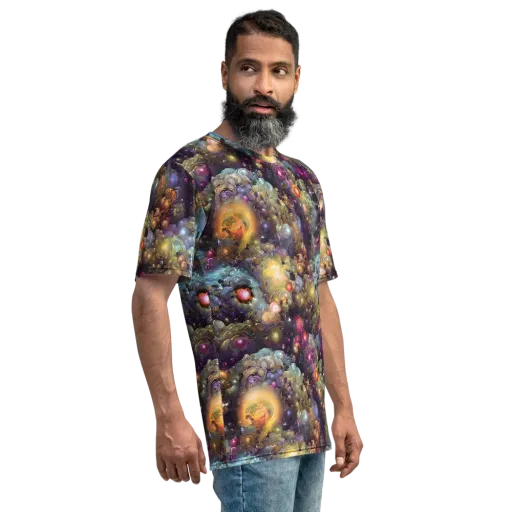 Cosmic Gem Garden on a Men's Crew Neck T-Shirt