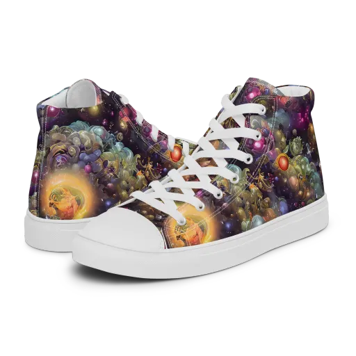 Cosmic Gem Garden on a Men's High Top Canvas Shoes