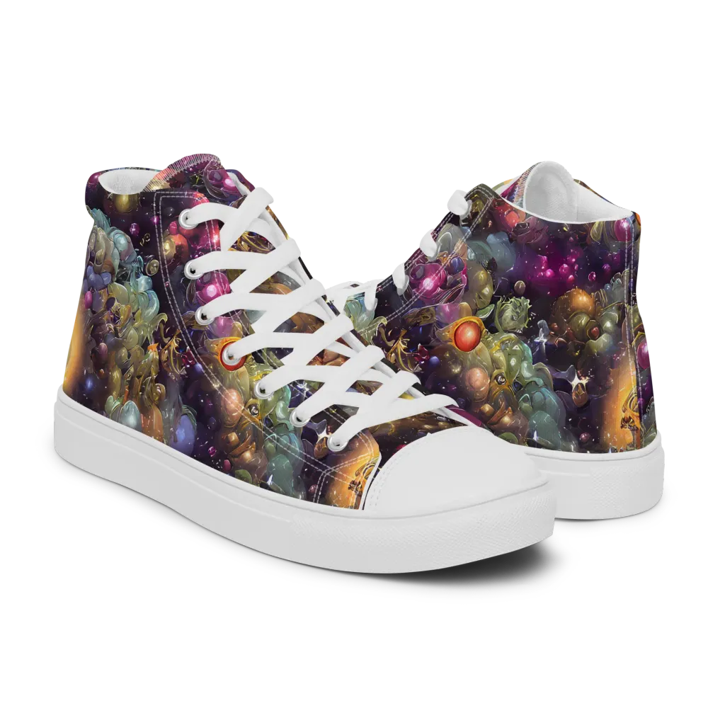 Cosmic Gem Garden on Men's High Top Canvas Shoes — Right