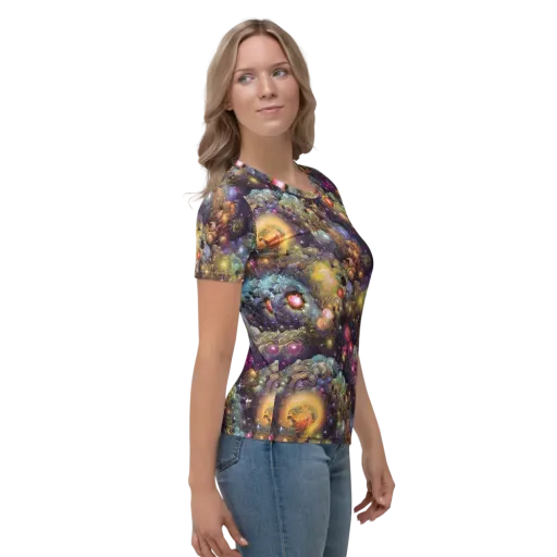 Cosmic Gem Garden on a Women's Crew Neck T-Shirt