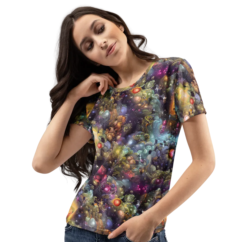 Cosmic Gem Garden on Women's Crew Neck T-Shirt — Left Front