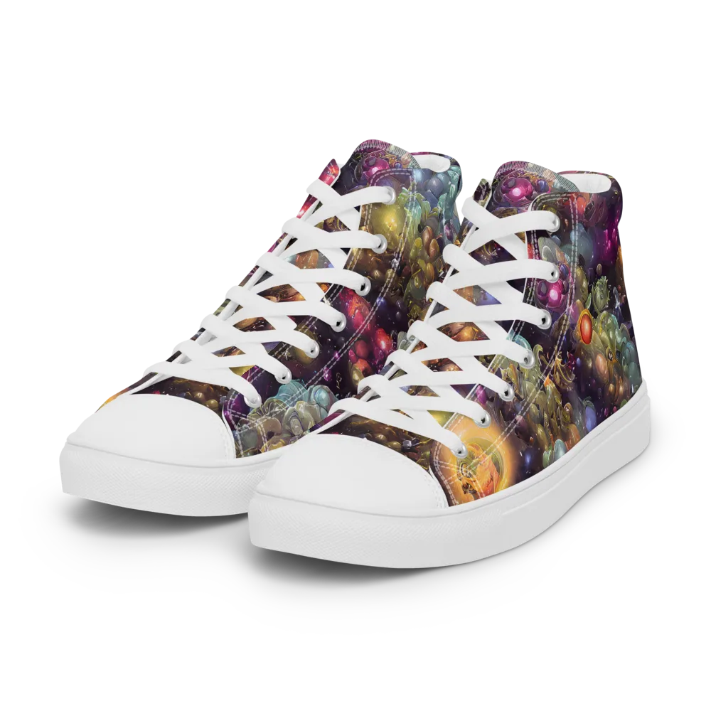 Cosmic Gem Garden on Women's High Top Canvas Shoes — Left Front