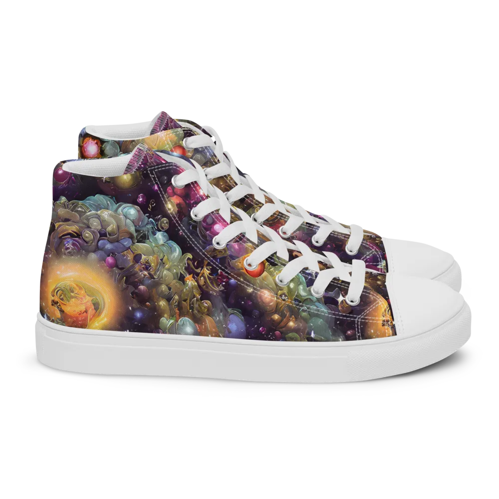 Cosmic Gem Garden on Women's High Top Canvas Shoes — Right