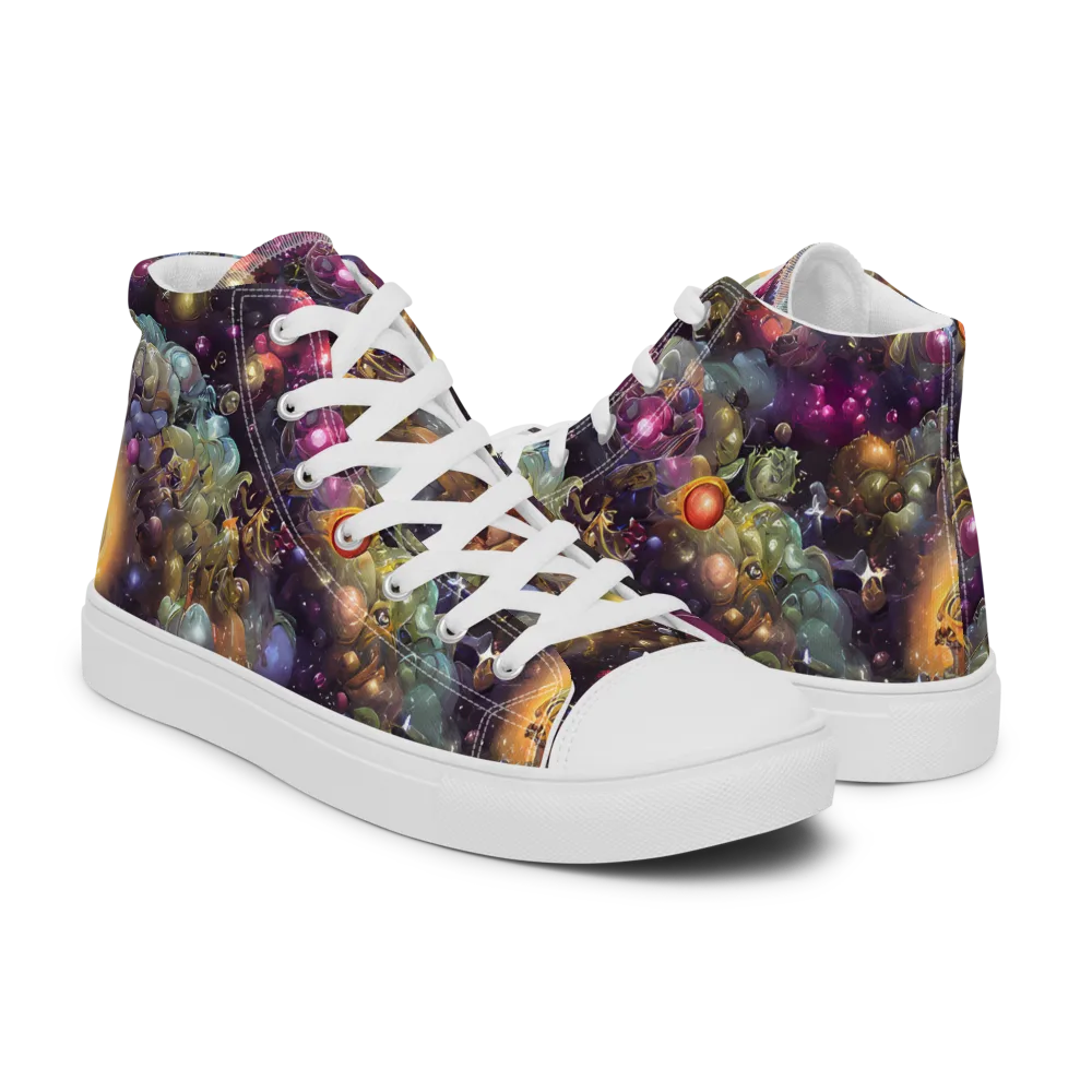 Cosmic Gem Garden on Women's High Top Canvas Shoes — Right