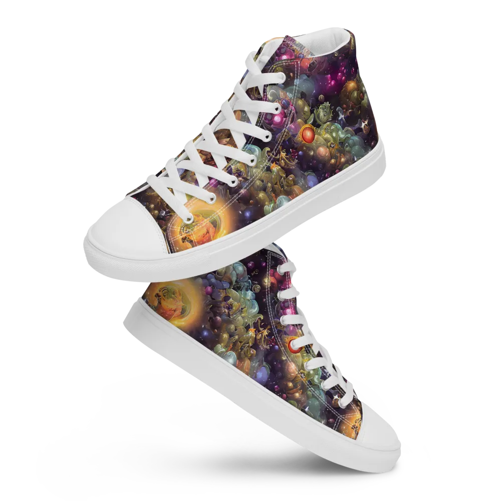 Cosmic Gem Garden on Women's High Top Canvas Shoes — Front