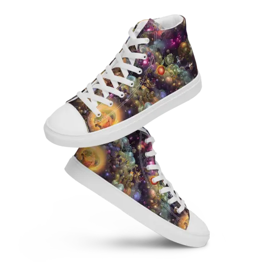 Cosmic Gem Garden on a Women's High Top Canvas Shoes