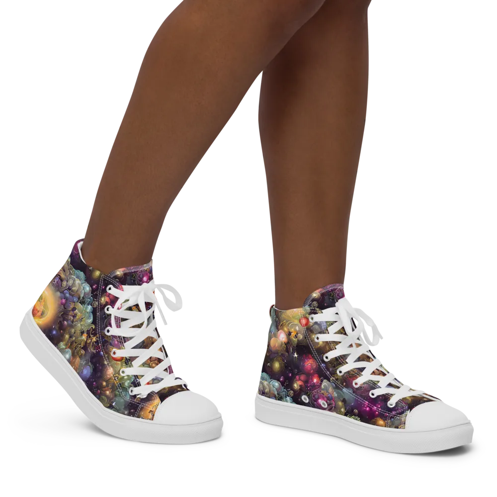 Cosmic Gem Garden on Women's High Top Canvas Shoes — Right