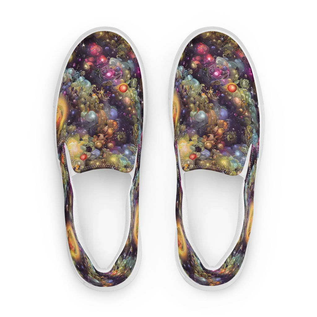 Cosmic Gem Garden on Men's Slip-On Canvas Shoes — Front