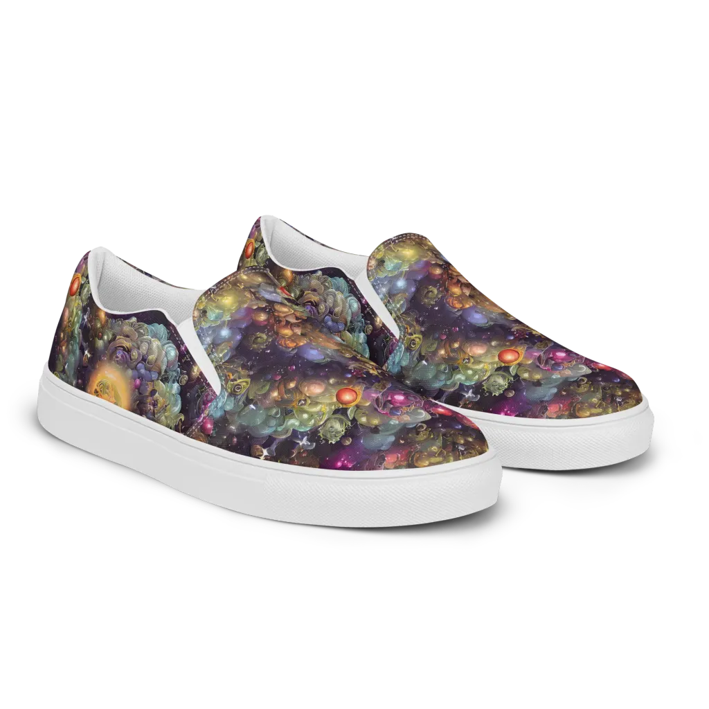 Cosmic Gem Garden on Men's Slip-On Canvas Shoes — Right Front