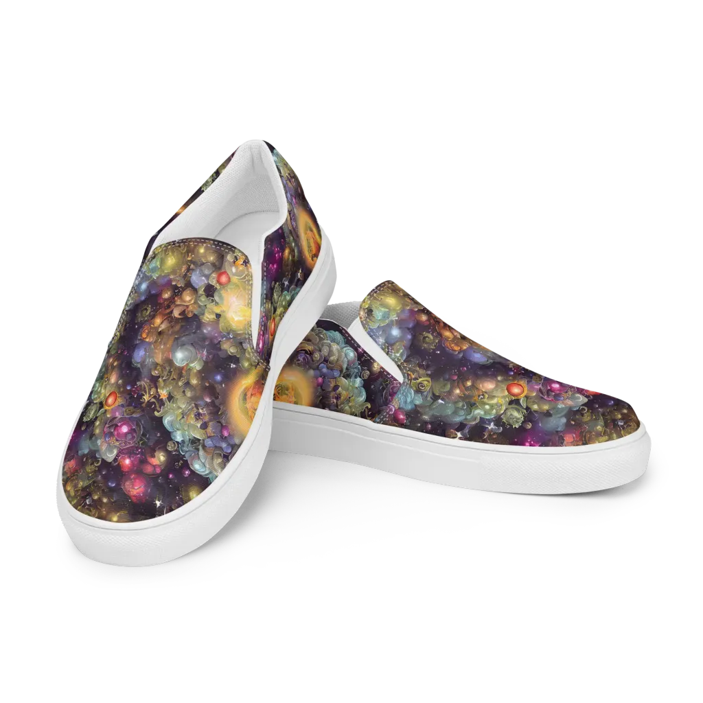 Cosmic Gem Garden on Men's Slip-On Canvas Shoes — Left Front