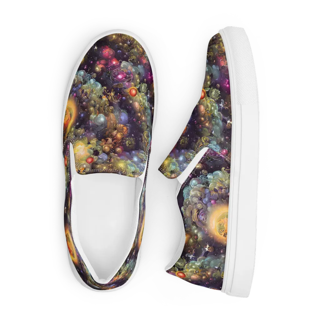 Cosmic Gem Garden on Men's Slip-On Canvas Shoes — Front