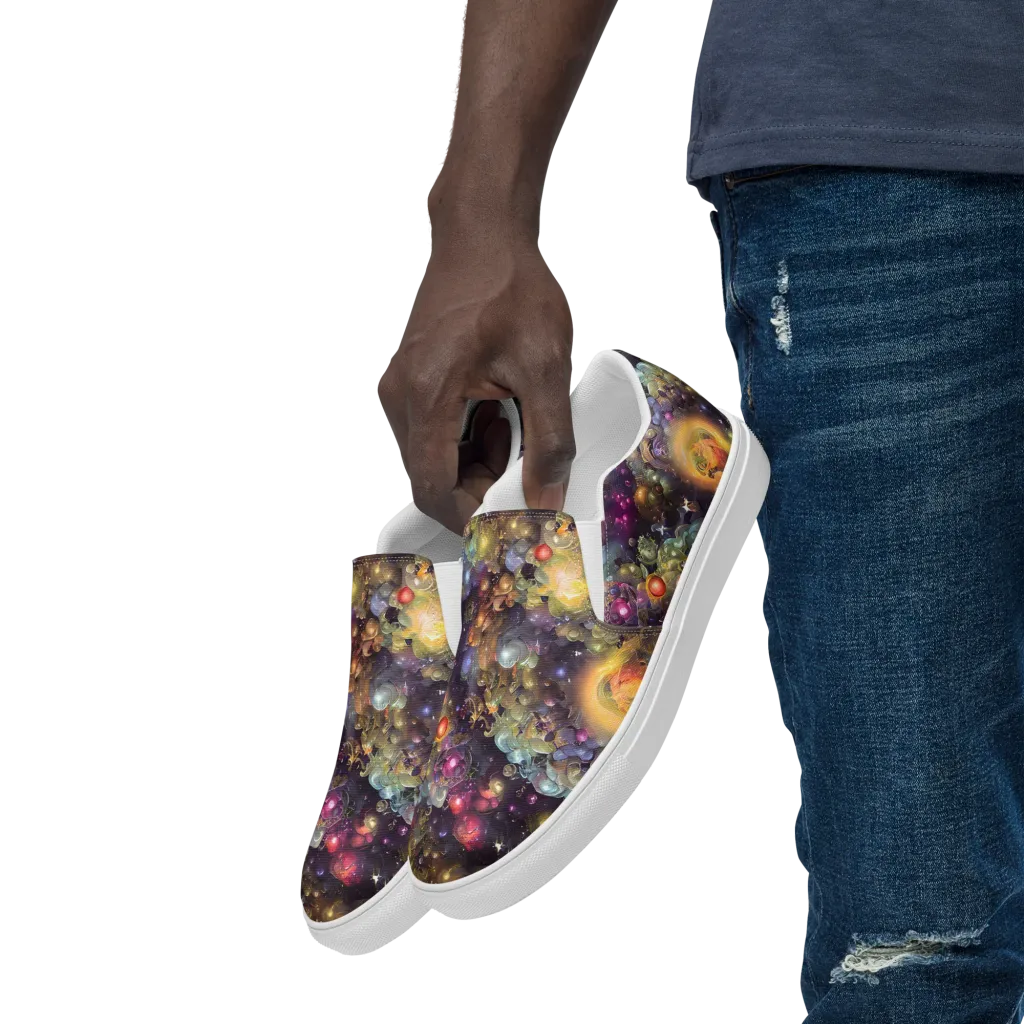 Cosmic Gem Garden on Men's Slip-On Canvas Shoes — Left Front