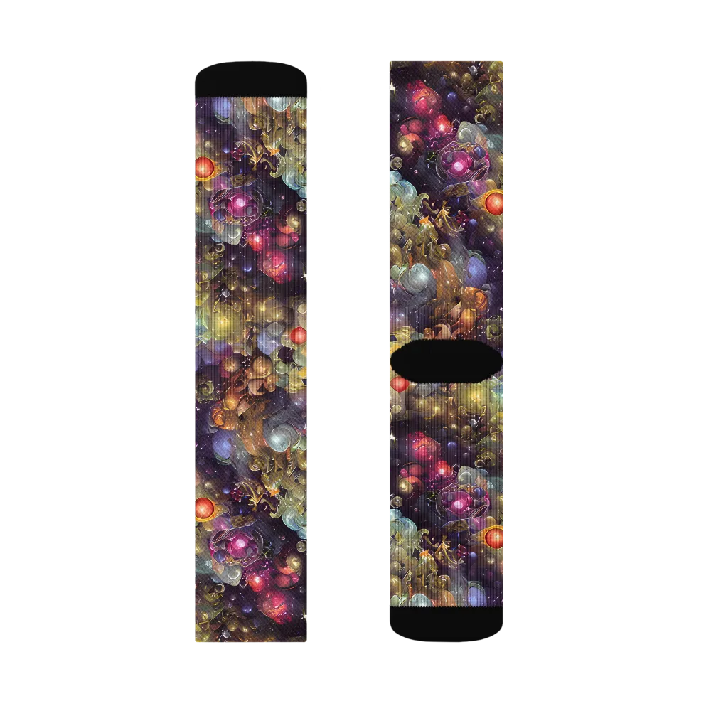 Cosmic Gem Garden on Socks — Left Sock