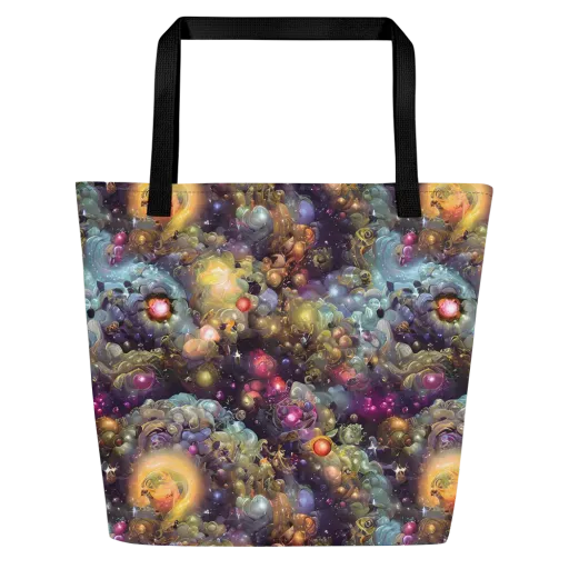 Cosmic Gem Garden on a Large Tote Bag W/ Pocket