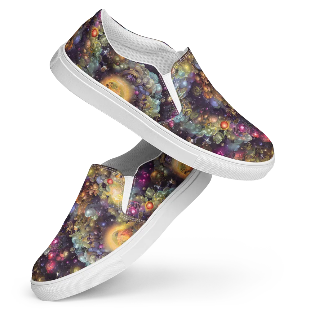 Cosmic Gem Garden on Women's Slip-On Canvas Shoes — Front