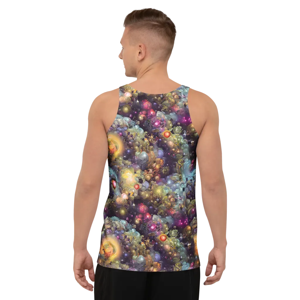 Cosmic Gem Garden on Men's Tank Top — Back