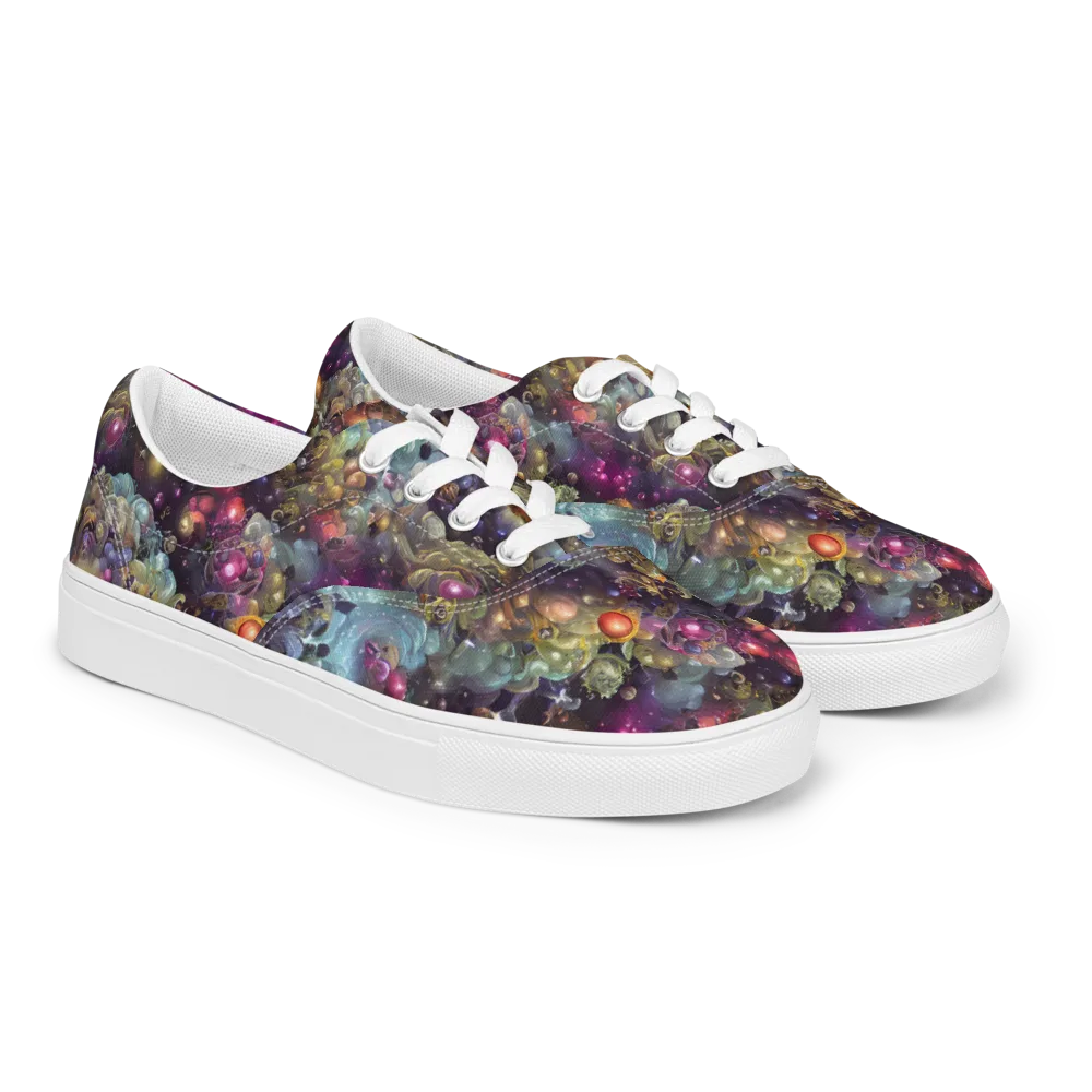 Cosmic Gem Garden on Men's Lace-Up Canvas Shoes — Right Front