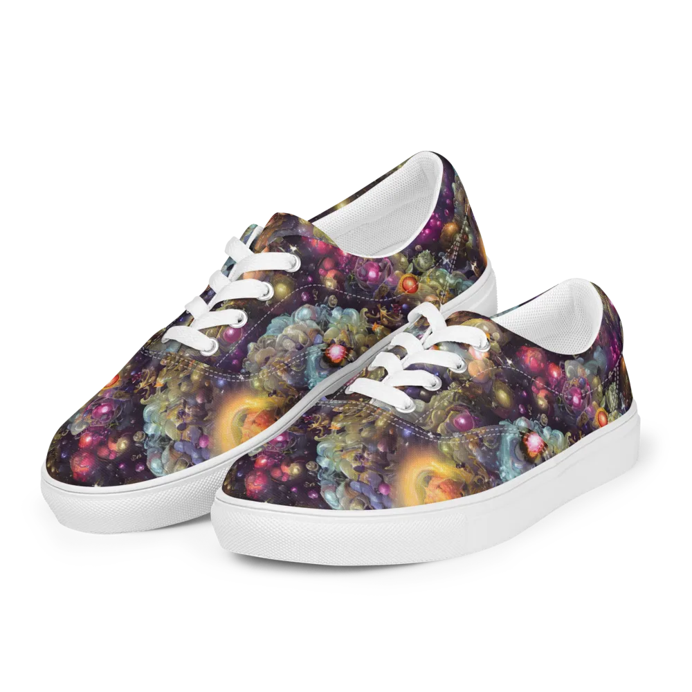 Cosmic Gem Garden on Men's Lace-Up Canvas Shoes — Left Front