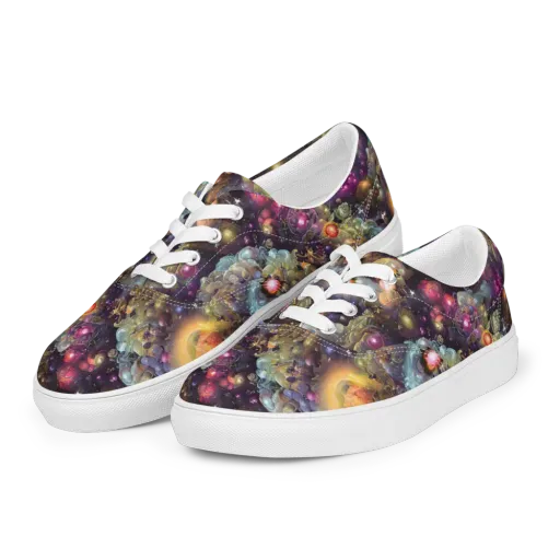 Cosmic Gem Garden on a Men's Lace-Up Canvas Shoes