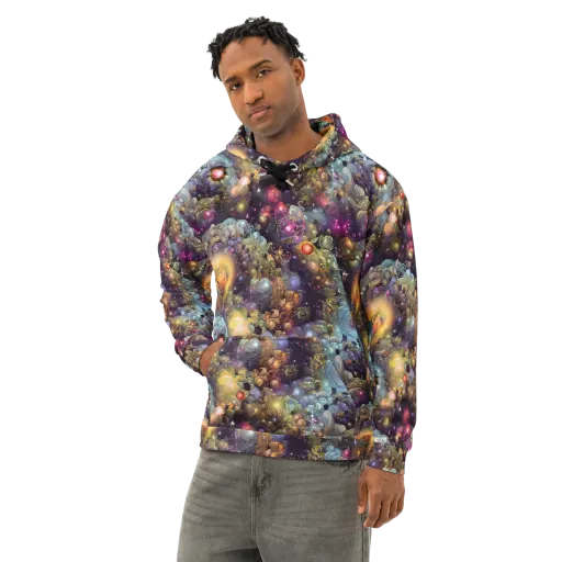 Cosmic Gem Garden on a Cotton Hoodie
