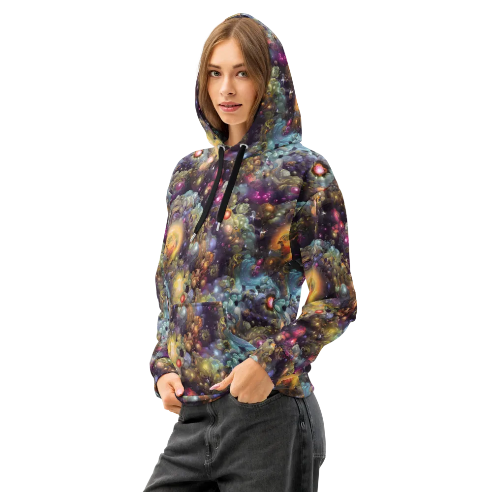 Cosmic Gem Garden on Cotton Hoodie — Left Front