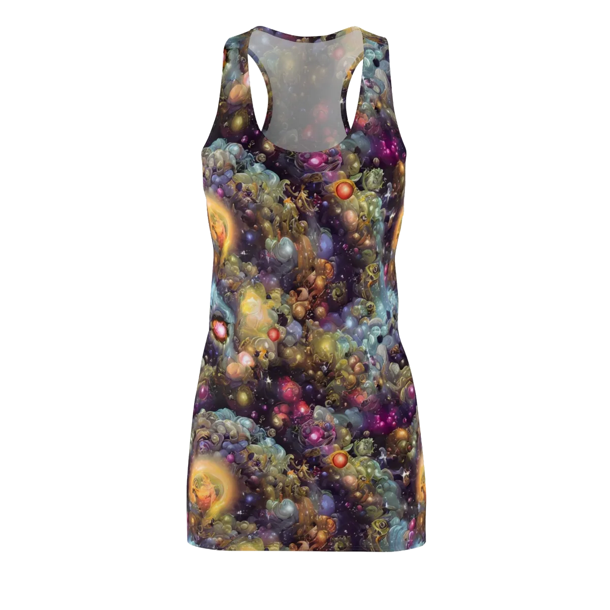 Cosmic Gem Garden on Racerback Dress — Front